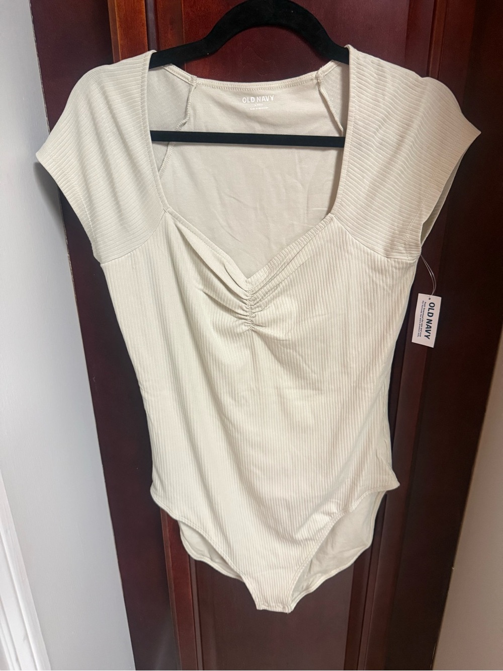 NWT Old Navy Tall Ribbed Sweetheart Bodysuit Ivory L Tall